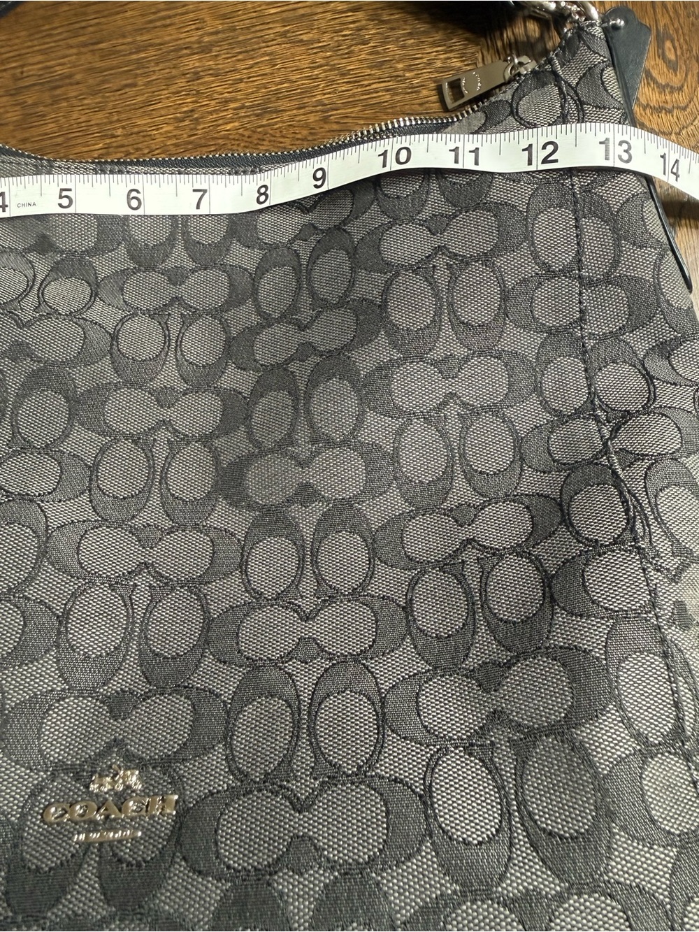 Coach East/West Celeste Hobo Shoulder Bag Purse Black Smoke Signature Canvas EUC - Picture 8 of 16
